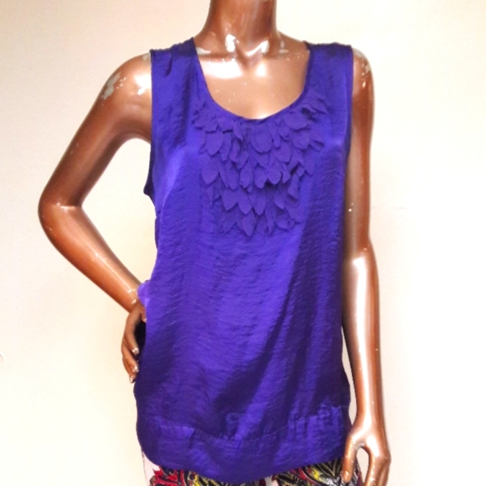 ADiva Silky Purple Fabric Feateted Front Blouse